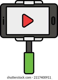 Selfie Stick For video recording and Digital Camera Concept Vector Color Icon Design, Video blogger Symbol, vlogger or videography equipment Sign, motion pictures and film maker Stock illustration