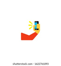 Selfie take photo vector flat icon. Isolated photo capture hand emoji illustration 