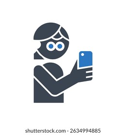 Selfie-Aufnahme-Symbol einzeln auf weißem Hintergrund