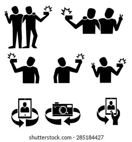 Selfie taking photo icon vector.