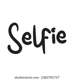 selfie text on white background.