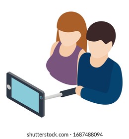 Selfie time icon. Isometric illustration of selfie time vector icon for web