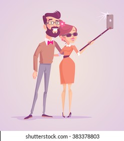 Selfie. Vector flat cartoon illustration