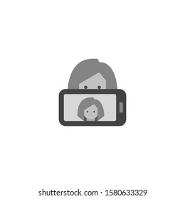 Selfie vector icon. isolated black simple line element illustration from blogger and influencer concept. editable vector. Stroke selfie icon on white