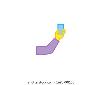 Icono de vector selfie. Ilustración plana de emoji selfie aislada. Mano con icono de smartphone
