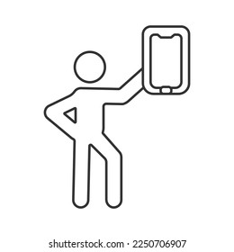 Selfie  vector icon. Line sign for mobile concept and web design. Symbol, logo illustration. Vector graphics