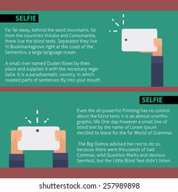 Selfie vector illustration in flat minimal style. Web design infographic template
