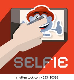 Selfie Vector Illustration with Hand and Avatar