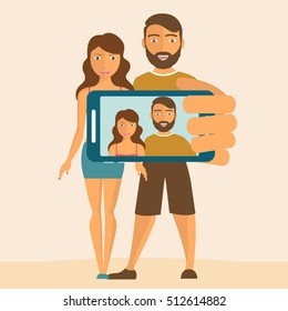 Selfie young couple taking self photo vector illustration