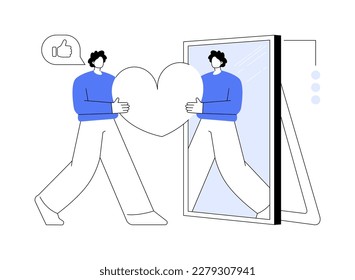 Self-image abstract concept vector illustration. Positive self-image, personal portrait, social role, mental picture, personality trait, individual psychology, perception abstract metaphor.