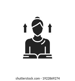 Icono de glifo negro de automejora. Ilustración vectorial. Pictograma de esquema para página web, aplicación móvil, promoción