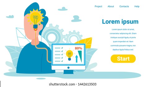 Self-Improvement Instructions Website Template. Gaining Knowledge, Experience Boost from Online Resources Cartoon Illustration. Guide to Better Key Performance Indicator Score Webpage