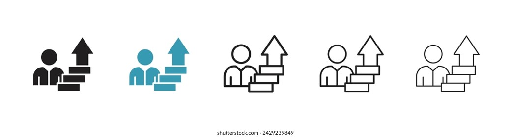 Self-Improvement Vector Icon Set. Personal Progress Vector Symbol for UI Design.