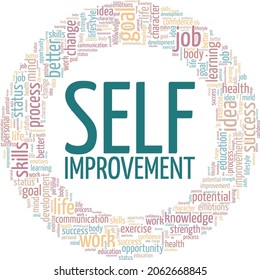 Self-Improvement vector illustration word cloud isolated on white background.
