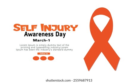 Self-injury Awareness Month card, March. Vector