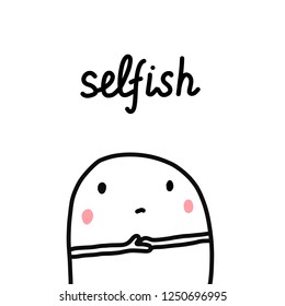 Selfish hand drawn illustration for psychological articles prints posters projects and books