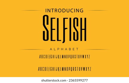 Selfish Sport Modern Italic Alphabet Font. Typography urban style fonts for technology, digital, movie logo design. vector illustration