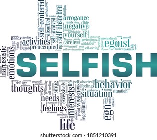 Selfish Vector Illustration Word Cloud Isolated Stock Vector (Royalty ...