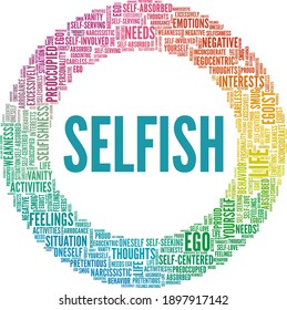 Selfish Vector Illustration Word Cloud Isolated Stock Vector (Royalty ...