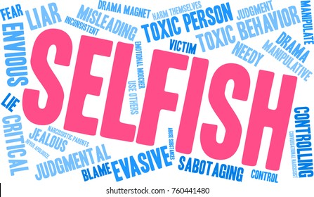 Selfish word cloud on a white background. 