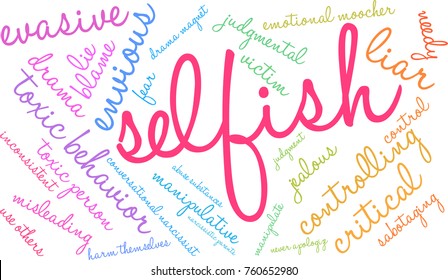 Selfish word cloud on a white background. 