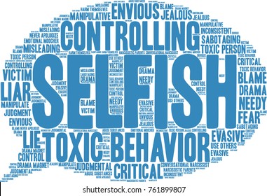 Selfish word cloud on a white background. 