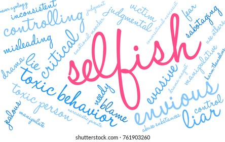 Selfish word cloud on a white background. 