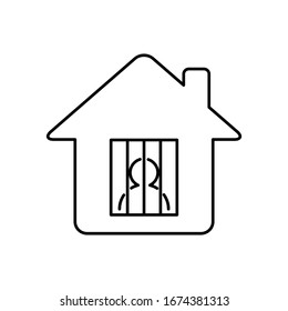 Self-Isolation at home icon line style