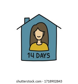 self-isolation, quarantine doodle icon, vector illustration 