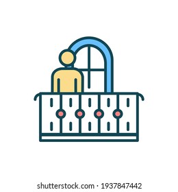 RGB-Farbsymbol, das sich selbst isoliert. Vermeiden Sie engen Kontakt mit Freunden und Familie. Soziale Distanzierung. Ausbreitungsviruseinschränkung. Bleiben Sie zu Hause. Selbstisolierung. Einzelne Vektorgrafik