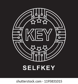 selfkey coin key Cryptocurrency  icon with black background