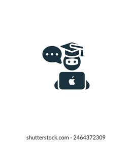 Self-Learning Chatbot icon. Monochrome simple Virtual Assistant icon for templates, web design and infographics