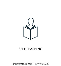 Self-learning line icon. Simple element illustration. Self-learning symbol design from eLearning collection. Can be used in web and mobile.