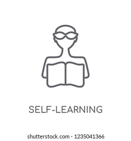 self-learning linear icon. Modern outline self-learning logo concept on white background from E-learning and education collection. Suitable for use on web apps, mobile apps and print media.