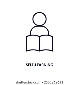 self-learning outline icon.  Thin line icon from e learning and education collection. Editable vector isolated on white background