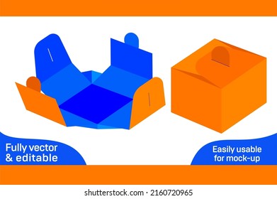 Self-locking cake box, gift box die cut template design
