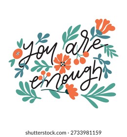 Self-love affirmation with floral design