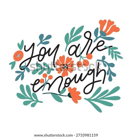 Self-love affirmation with floral design