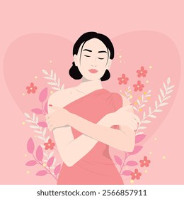 Selflove concept. Singles Awareness Day vector illustration