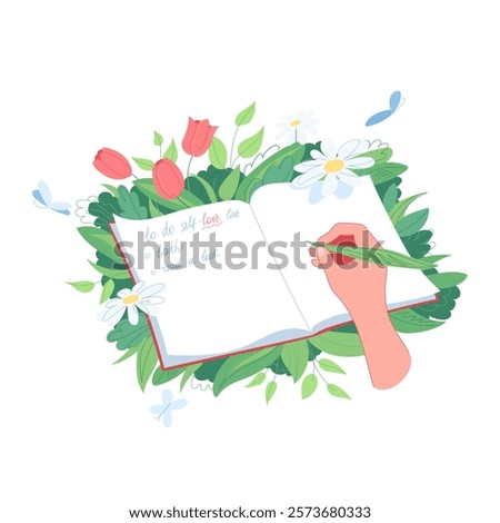Self-Love Journal vector cute illustration