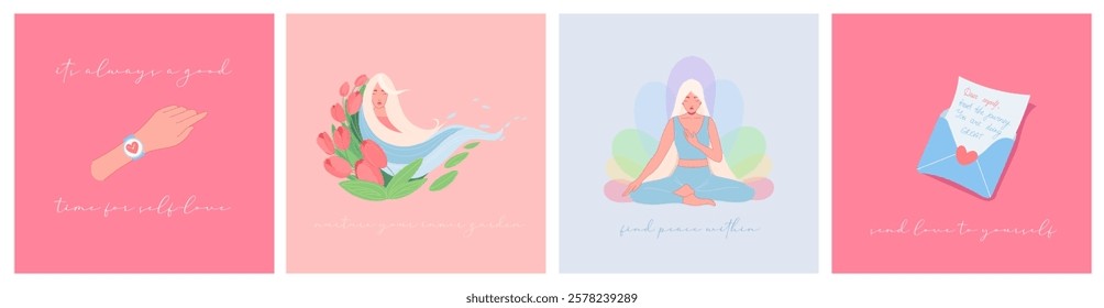 Self-Love and Peace Illustrations in pimk