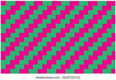 Padrão autofabricado de cesta rosa e verde tecendo em um fundo branco.