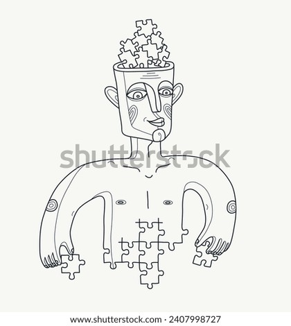 Self-made person vector concept, illustration of a man building himself, personal development, evolution and learning education, 