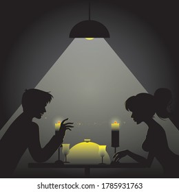 Self-made vector of a couple's romantic first date