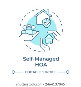 Self-managed HOA soft blue concept icon. Property management, administrative services. Round shape line illustration. Abstract idea. Graphic design. Easy to use in infographic, presentation