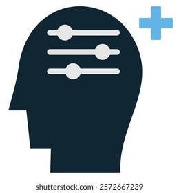 Self-Organization or Manage Mind Icon Vector, A minimalist design representing mental clarity and self-management. Ideal for productivity apps, mental health resources, and personal development