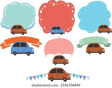 Self-pop car frame illustration set
