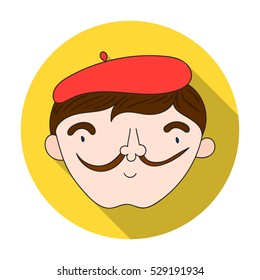 Self-portrait of artist icon in flat style isolated on white background. Artist and drawing symbol stock vector illustration.
