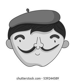 Self-portrait of artist icon in monochrome style isolated on white background. Artist and drawing symbol stock vector illustration.