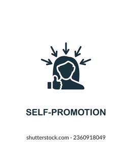 Self-promotion icon. Monochrome simple sign from freelance collection. Self-promotion icon for logo, templates, web design and infographics.